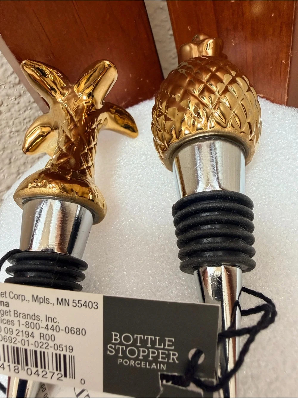 Threshold Gold Pineapple and Floral Bottle Stoppers (Set of 2)